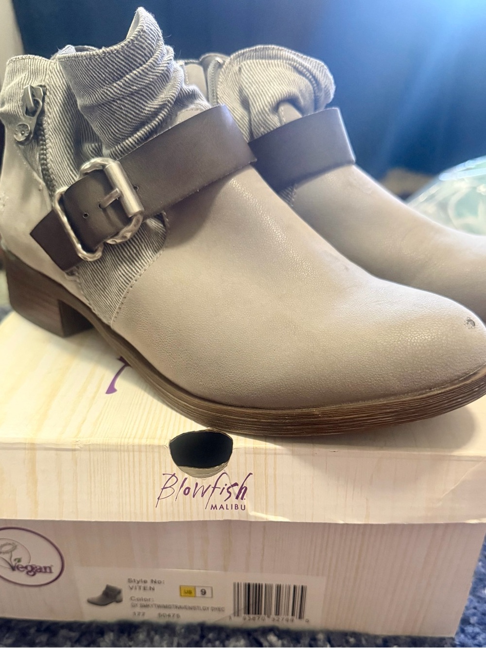 Blowfish Taupe Ankle Bootie with Buckle Strap
